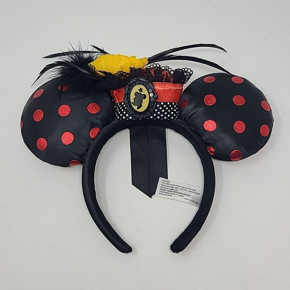 Disney Parks Dapper Day Minnie Mickey Ears Headband Victorian Cameo Hat Flower